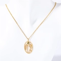 Gold stainless steel Virgo zodiac necklace with a green turquoise stone pendant - Virgo