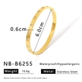 Détail d'un bracelet en acier inoxydable plaqué or 18 carats avec zircons et dimensions - Sertissage Zircon Losange (NB-B6255)
