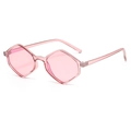 Pink translucent geometric sunglasses with stylish hexagonal frames and sleek temples - Transparent Pink
