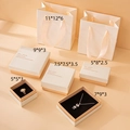 Elegant cream and brown jewelry gift boxes and matching bags with black velvet insert - 5×5×3cm / White Pink
