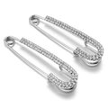 Pair of silver safety pins with shimmering white rhinestones for elegant garment styling - 22# Silver Full Diamond 5.5*1.4cm