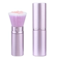 Portable retractable makeup brush in metallic pink with gradient pink fiber bristles - Purple Cat Paw Telescopic Brush