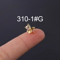 Golden heart winged cartilage stud with iridescent stone and pink crystal accent - Heart with Wings Style (HSPJ310-1#G)