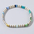 Bohemian colorful Tila bead stretch bracelet featuring blue and green enamel tiles - Multicolor Macaron V2