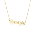 18k gold plated stainless steel Scorpio necklace with gothic lettering on white background - Scorpio