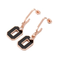 Boucles d'oreilles géométriques or rose avec émail noir et accent de cristal brillant - Style Géométrique Or Rose (KE101363-KFC)