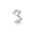 Minimalist S925 sterling silver Z-shaped ear cuff with sparkling white cubic zirconia stones - Lightning Bolt Z-Shape Style (ME0167) / Platinum Plated Single