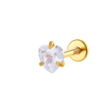 Golden heart-shaped zircon piercing stud with flat back disk for lip or cartilage - Gold (Heart)