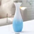 Blue and white gradient ceramic flower vase with wavy rim, 20.5cm tall modern decor - Duoyan (Blue) 21cm