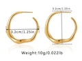 Minimalistische 18K vergoldete unregelmäßige Creolen mit 3,2 cm Durchmesser - Unregelmäßiger Stromlinienförmiger Ringstil (KE1007) / 18K-Gold