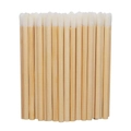 Pinceles de labios desechables de bambú ecológico con puntas de fibra blanca suaves - 1 Paquete (50 uds.) / Color madera natural