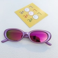 Occhiali da sole ovali retrò stile Y2K con montatura viola e lenti rosa a specchio - Montatura Viola Lenti Specchiate Viola