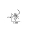 L-shaped silver nose stud with spider design and clear zircon stones, 0.79x0.73 cm - 3# Spider Style / Silver