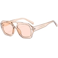 Classic aviator sunglasses with transparent peach frame and matching lenses for driving - Sunglasses / Light Tea