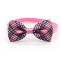 Adjustable pet bow tie with pink plaid pattern and white plastic buckle for dogs - 4-Pink Plaid Bow Tie