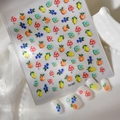 3D embossed fruit nail stickers featuring lemon and strawberry designs on ceramic plate - Natural Fruit and Mushroom Style (CO-337)
