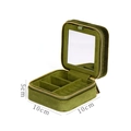 Joyero de terciopelo verde oliva con espejo y ranuras anillos 10x10x5cm - Verde Aguacate (Espejo Grande)