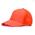 Neon orange breathable mesh baseball cap with curved brim and solid fabric front panel - M (56-58cm) / 14-Orange Red