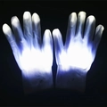 LED glowing gloves in white knit fabric with bright fingertips for party and dance shows - White Light (1 Piece)