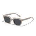 Vintage cat-eye sunglasses with beige frame, grey lenses, and silver metal B logo detail - Beige Grey