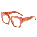 Montatura occhiali quadrati oversize tartarugati con design color-block in rosa fluo - Montatura Tartarugata Rosa
