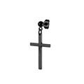 Black stainless steel cross dangle earring with stud backing for men and women - Single Piece / Black