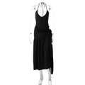 Elegantes schwarzes Halterneck-Kleid mit asymmetrischen Falten und Rückenfrei - XL / Schwarz