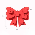Red silicone Christmas baking mold with 6 cavities featuring tree and bell shapes - YH1228 Bowtie 6-Cavity Mold / Red