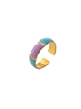 Adjustable 18k gold plated ring featuring purple and blue enamel square details - Adjustable Open / Purple and Blue Block Style