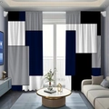 Tende oscuranti moderne in poliestere con motivo geometrico blu, grigio e bianco - Patchwork Blu / 130*160CM (Set da 2)