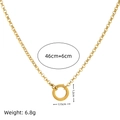 18K gold-plated stainless steel necklace with round ring pendant and dimensions - Pearl Chain + Spring Ring