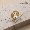 Bohemian gold stainless steel open ring with oval hollow pattern and 2.9g lightweight - Oval Hollow Vintage Open Ring