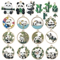 Various cute panda and bamboo alloy charms for DIY necklaces with colorful enamel finish - Mixed 20-Piece Enamel Panda Set