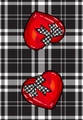 Absorbent Valentine heart dish towel with red hearts and black white buffalo plaid bows - Heart Bow and Plaid (MB1-20)