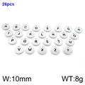 Set of 26 silver stainless steel alphabet charms A-Z for jewelry making, 10mm wide - English Alphabet Full Set (26pcs)