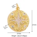 Pendente medaglione vintage stella dorato 21mm con intarsi in zirconi bianchi - Ciondolo Stella in Rilievo Vintage (M529696-Gold)