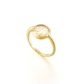 Golden 925 sterling silver geometric ring featuring a hollow crown design element - Fan Hollow Style (KR54482-KC)
