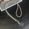 Luxurious silver sparkling rhinestone crossbody phone chain with clear patch accessory - AB Rainbow