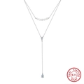 Doppelreihige Halskette aus 925er Silber mit fünf Perlen und einem Zirkonia-Anhänger - Gold