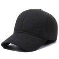 Schwarze Baseballkappe für Herren mit dickem Fleece-Futter und metallenem Seitenlogo - Verstellbar / Sport Stickerei Grau