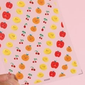 Adesivi per unghie 5D carini con motivi di frutta limone e ciliegia su sfondo rosa - Motivo Frutta Cartone Animato (KX068)