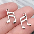 Silver sixteenth note musical symbol alloy pendant charm for DIY jewelry making - Music Note (9x14mm-0.2g)