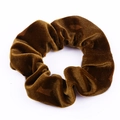 Chouchou en velours marron doré avec texture pelucheuse douce et design élastique plissé - Or Brun