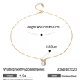 Collier trèfle à quatre feuilles doré en acier inoxydable avec perle et diamants - Collier Doré avec Pendentif Perle et Zircone (JDN2403020)