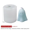 Small ghost candle silicone mold and light blue finished candle with dimensions - Small Ghost WS-57