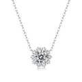 S925 sterling silver sunflower pendant necklace with sparkling moissanite main stone - (s925 Silver + Moissanite Sp10470-65/1 Carat/6.5mm) / Chain Length 40cm + 5cm (extension Chain)