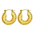 Chic 18K gold plated hammered texture chunky hoop earrings in retro titanium steel - Vintage Hammered Hoop