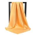 Glossy orange-gold satin square scarf with a smooth silk-like texture and fine edges - Light Yellow (SD90-48-09)