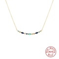 S925 Sterling Silber Halskette mit bunten Steinen im Marquise-Schliff auf Goldkette - 925er Silber / Gold