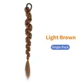Light brown braided hair extension with elastic band for messy bun fountain hairstyle - 1PC - Braided Ponytail / Tan